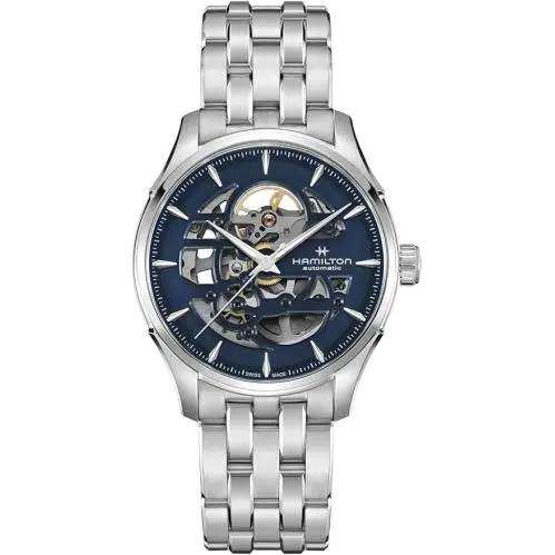 Hamilton Jazzmaster Skeleton Automatic Blue Dial Men`s Watch Item No. H42535141 - Dial: Blue, Band: Silver, Bezel: Silver