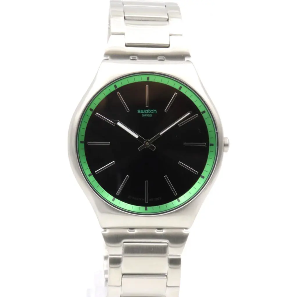 Swiss Swatch Skin Ultra Thin Green Graphite Men Steel Watch 42mm SS07S128G