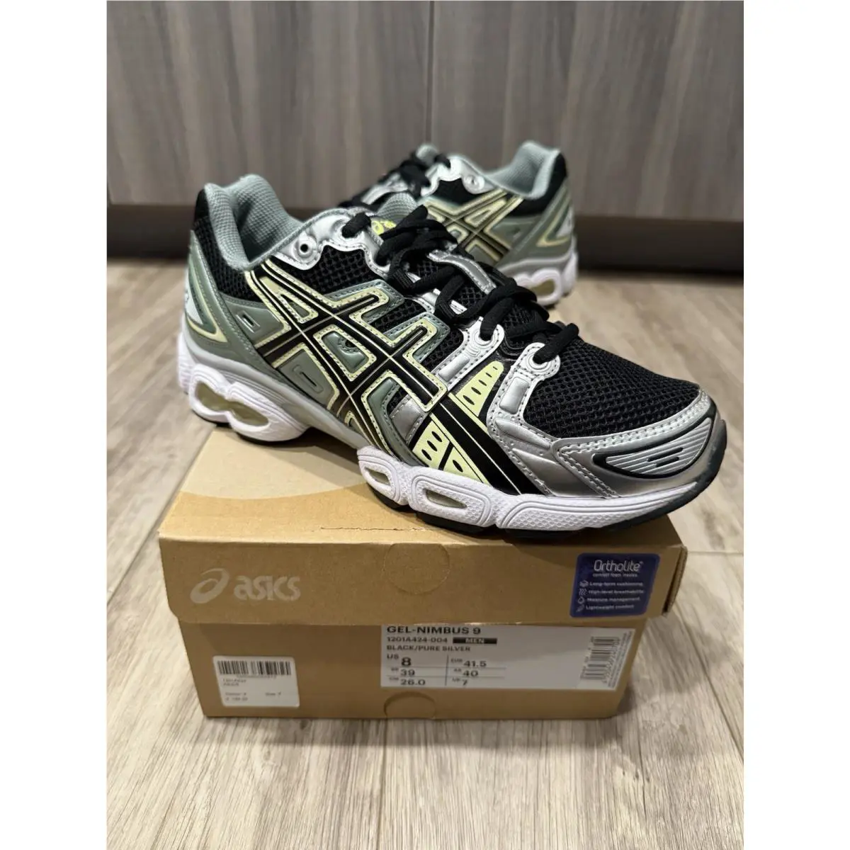 Asics Gel-nimbus 9 1201A424-004 “pure Silver Sage” Men’s 8 DS