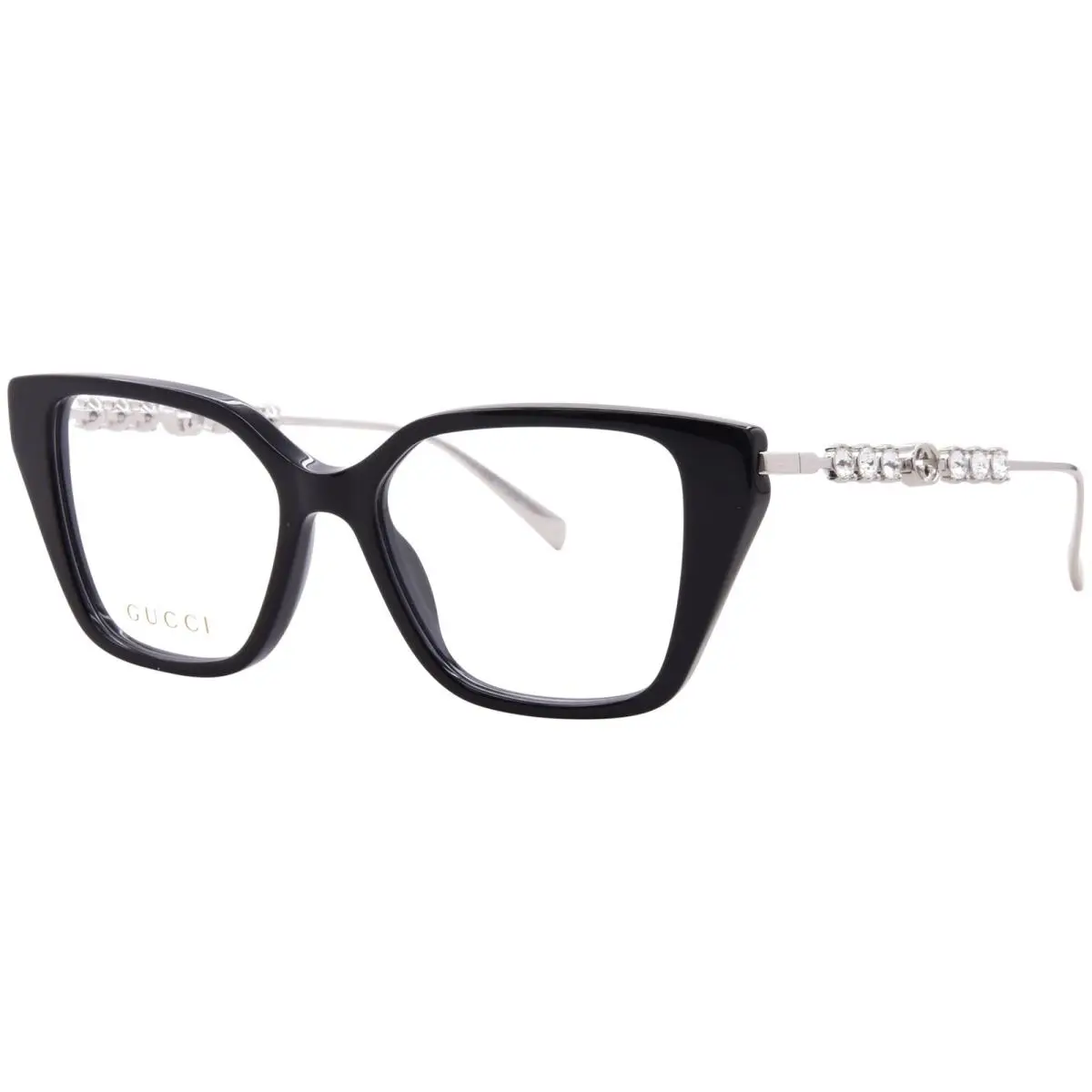Gucci GG1969O 001 Eyeglasses Frame Women`s Black/gold Full Rim Cat Eye 51mm