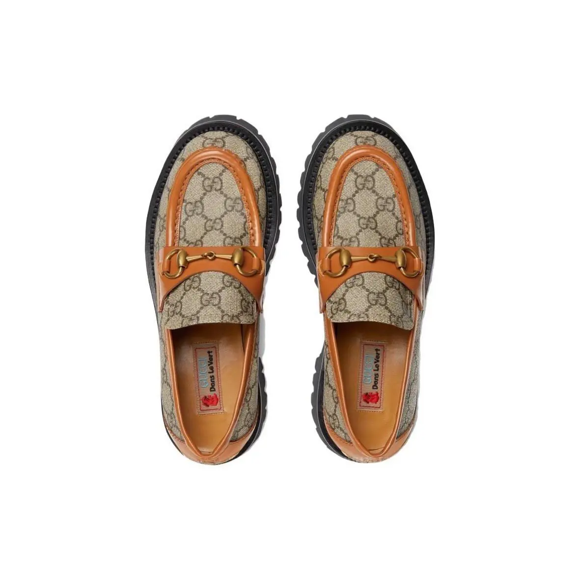 Gucci GG Supreme Monogram Horsebit Lug Sole Loafers Size 9.5 39.5 723283
