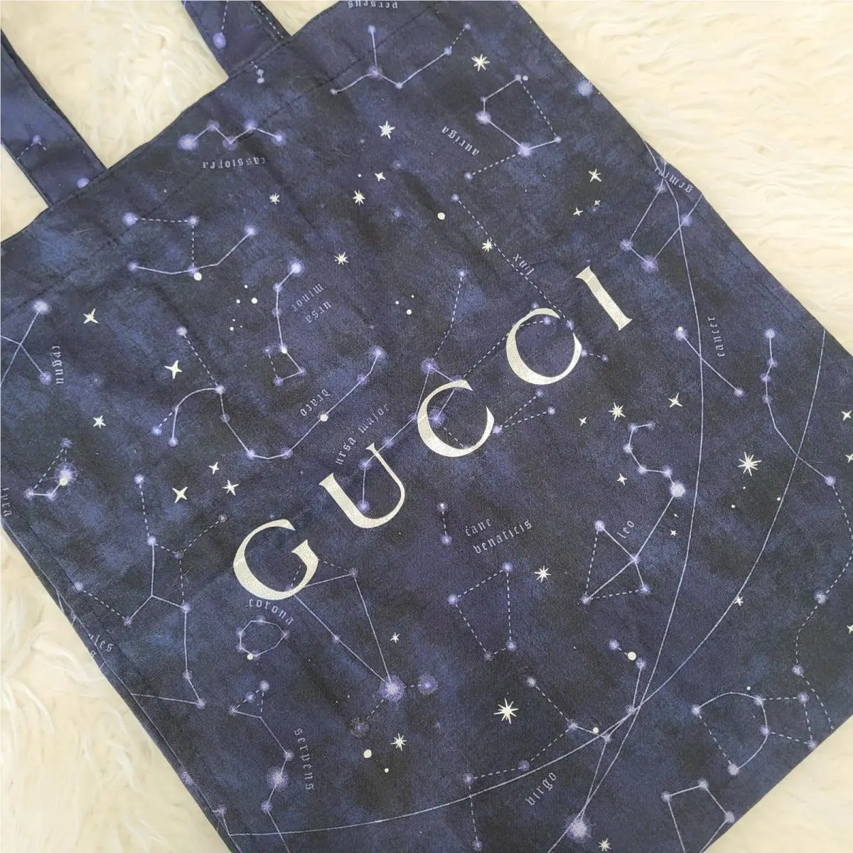 Navy Constellation Shopper Canvas Medium Tote Bag Blue by Gucci