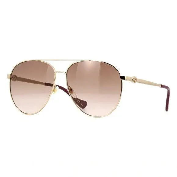 Gucci Aviator Sunglasses Gucci GG1088S 002 Gold Brown Eyewear