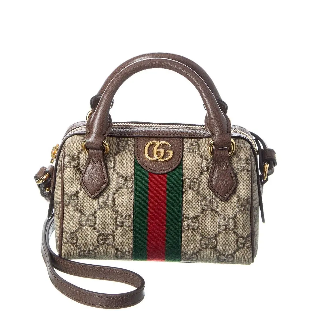 Ophidia Mini Gg Supreme Canvas Leather Shoulder Bag Women`s Brown by Gucci