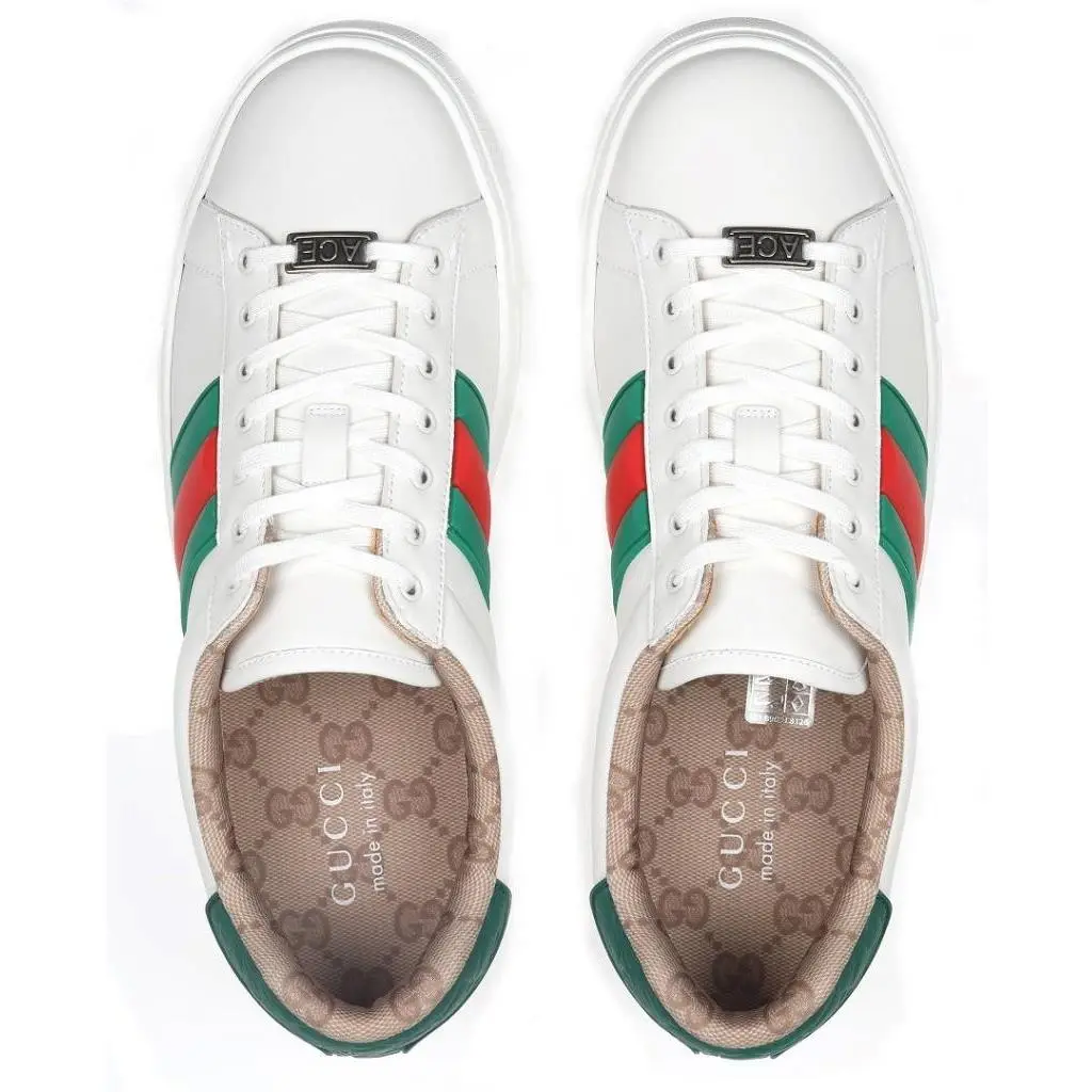 Ace Luxury White Leather Web Logo Sneakers Shoes 8/US 8.5 by Gucci
