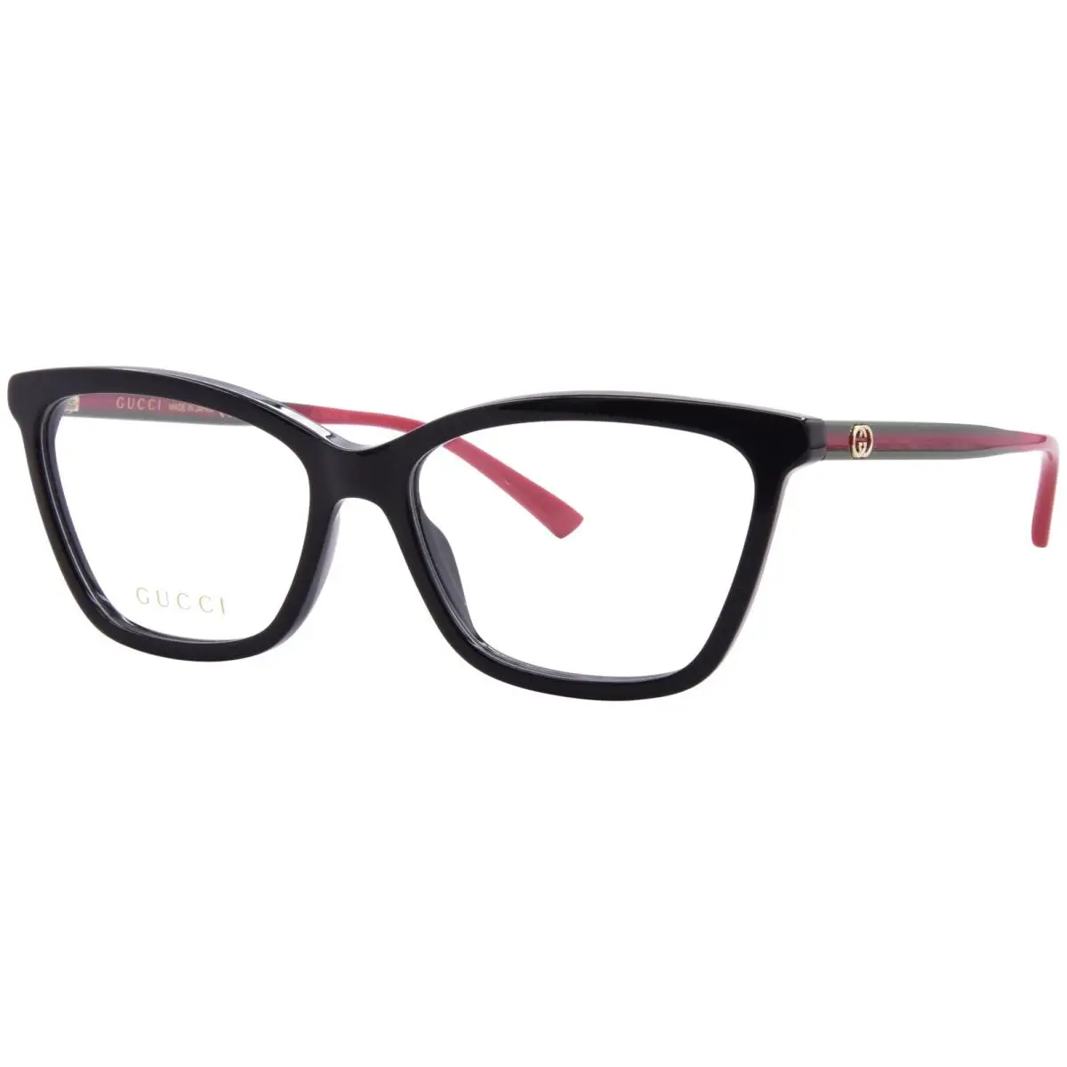Gucci GG1989O 001 Eyeglasses Women`s Black/green/red Full Rim Square Shape 56mm