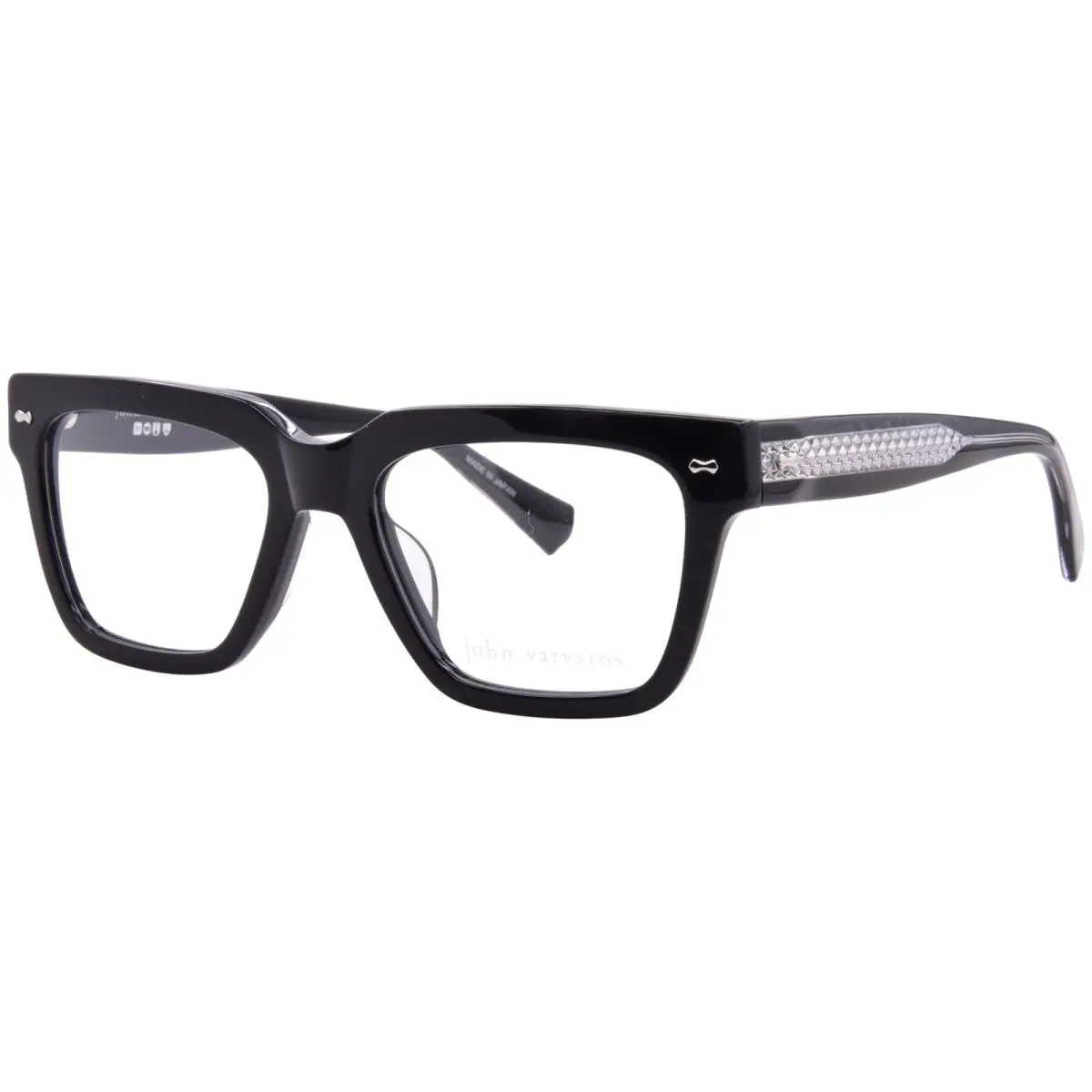 John Varvatos VJV439 0BLA Eyeglasses Men`s Black Full Rim Square Shape 54mm - Frame: Black