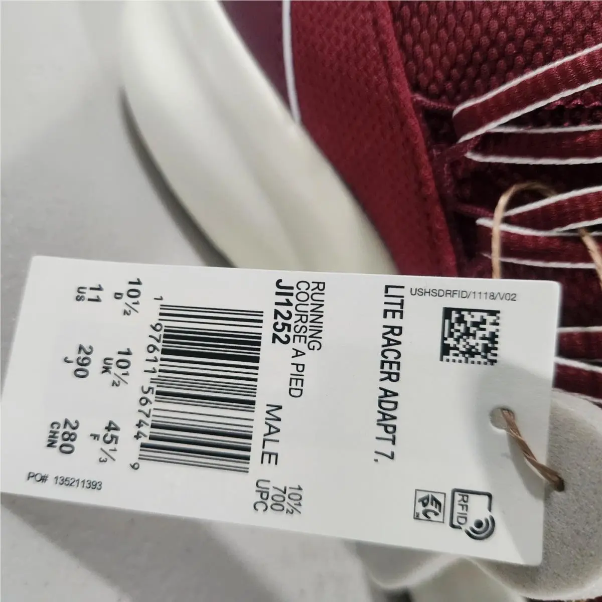 Adidas shoes - adidas Lite Racer - Lite Racer - JI1252 - Collegiate Burgundy / Shadow Red / Off White, Manufacturer: Core Black/Grey Five/Grey Three 1