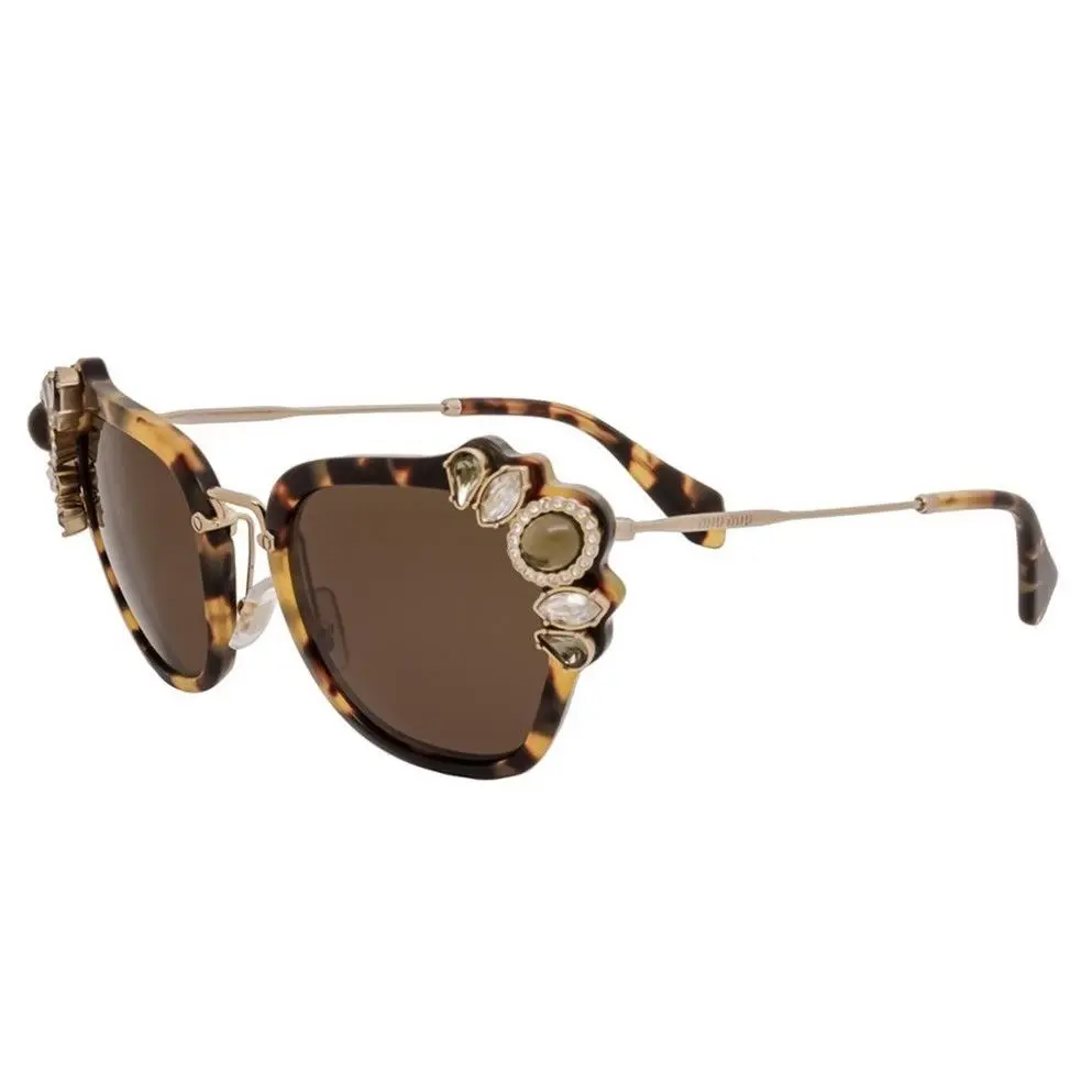 Miu Miu MU03SS 7S08C1 Cat Eye Sunglasses Runway Jewel Havana Brown Gradient