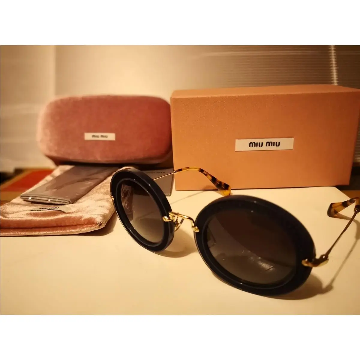 Miu Miu MU08RS VIG5D1 Sunglasses Blue Gold / Grey Gradient 49-28-140mm