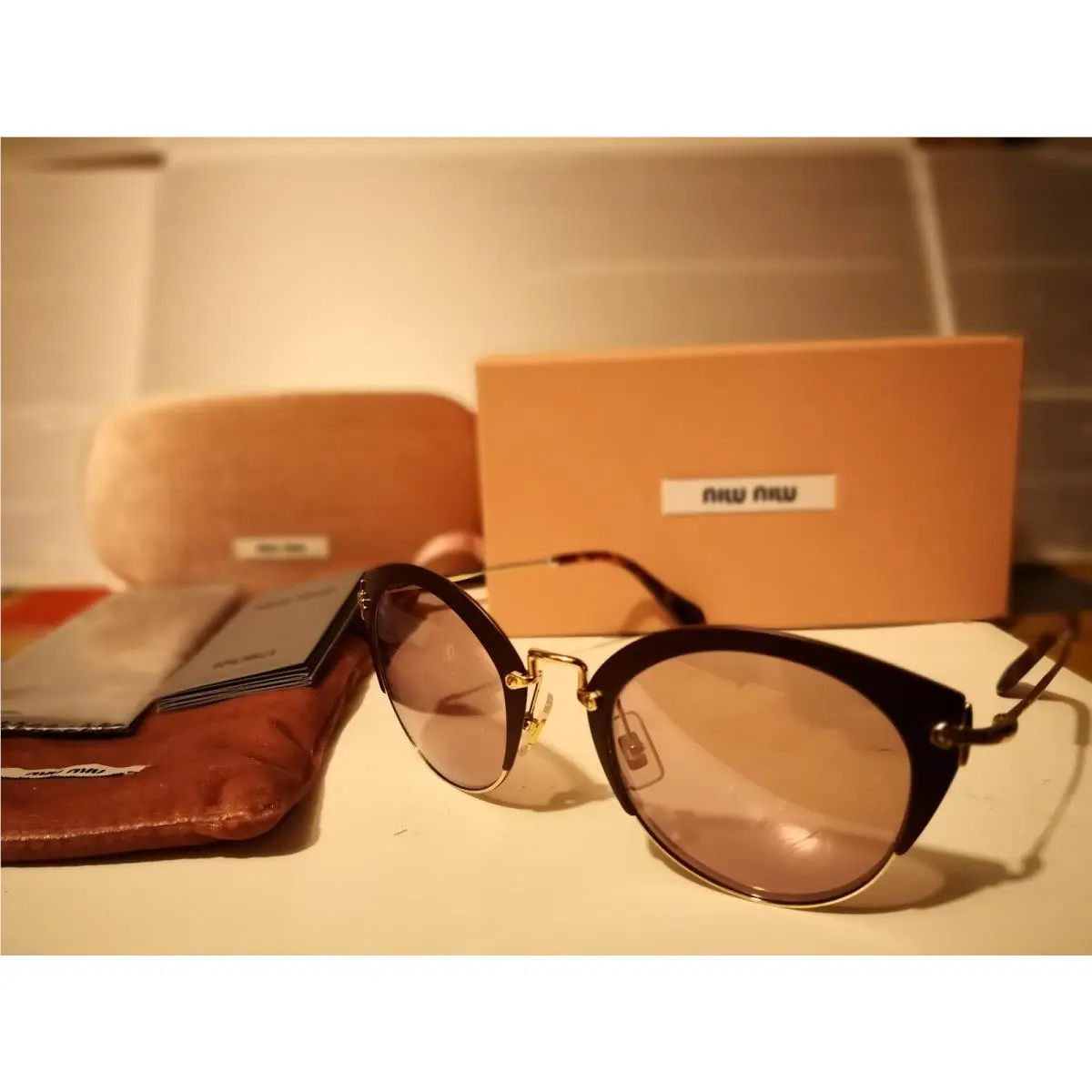 Miu Miu MU53RS TEP100 Matte Brown/pale Gold / Pink Glitter Blue 52-23-140mm