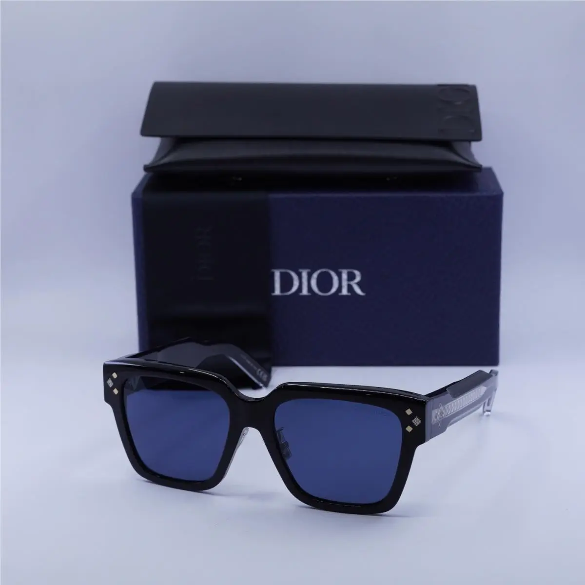 Dior CD Diamond S3F 10B0 Shiny Black/blue 55-18-145 Sunglasses