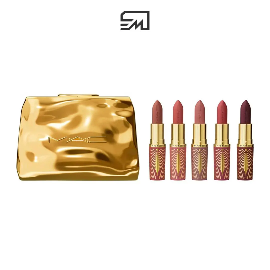 Mac Gold Standard Silky Matte Lipstick 5 Piece Kit with Exclusive Edition Clutch - Gold