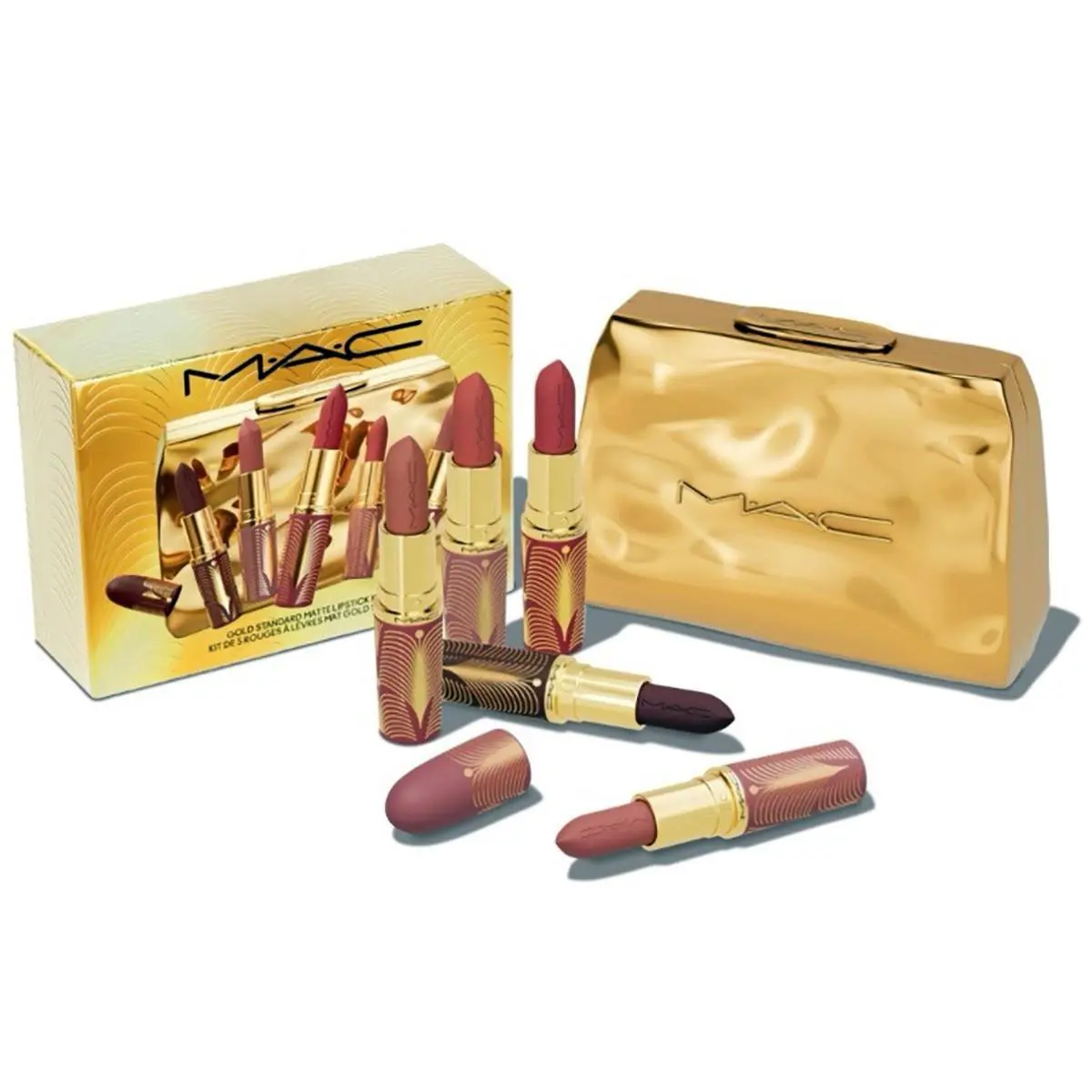 Mac Gold Standard Matte 5 Pieces Lipstick Kit with Limited Edition Clutch