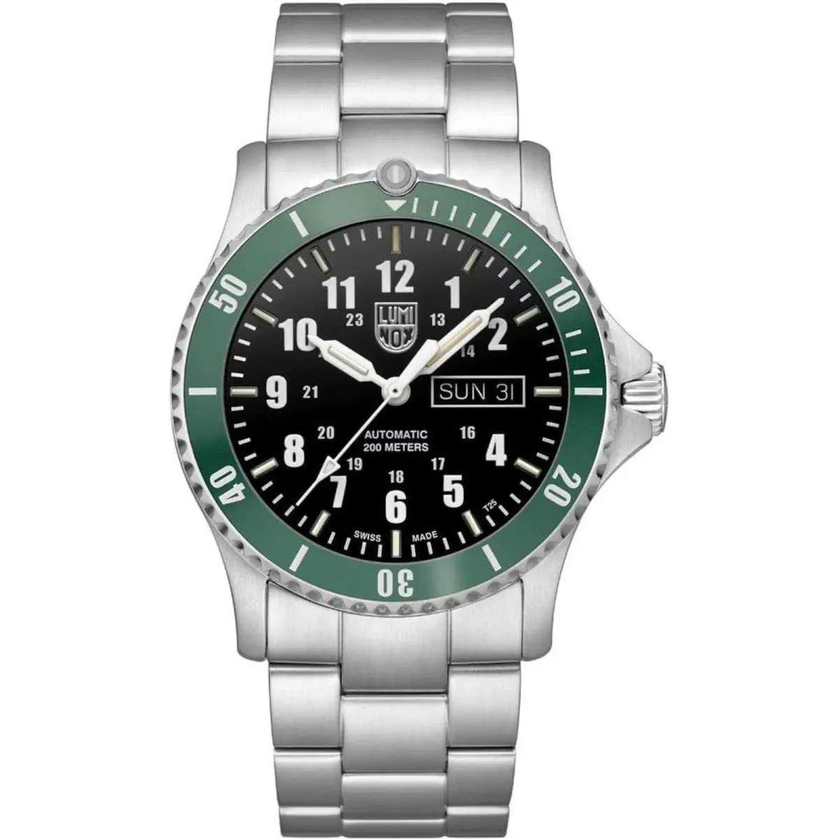 Luminox Men`s Watch Sport Timer Black Dial Silver Tone Bracelet XS.ZI21.1.SET