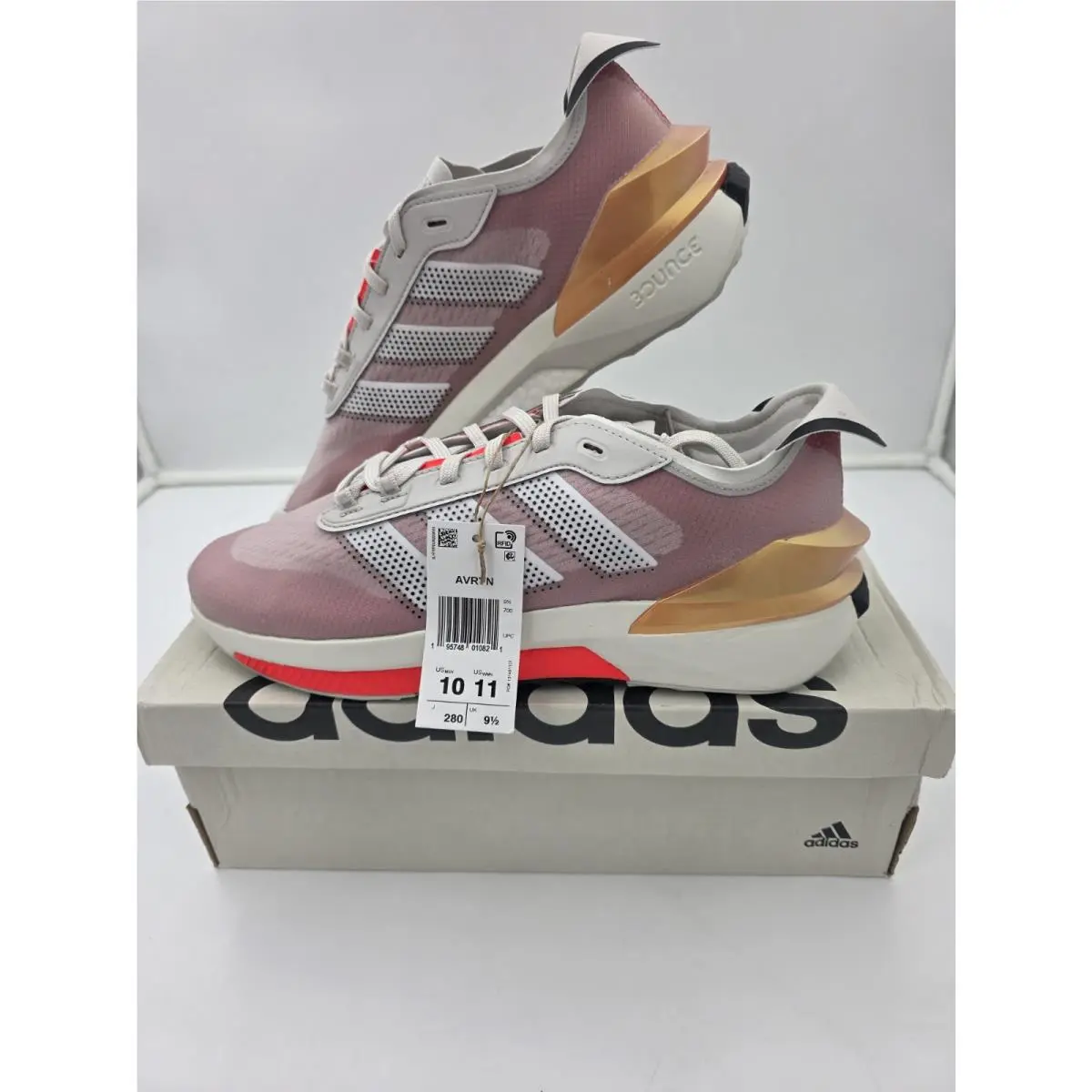 Adidas Avryn Road Running Jogging Sneakers Grey Solar Red Men`s 10 HP5974