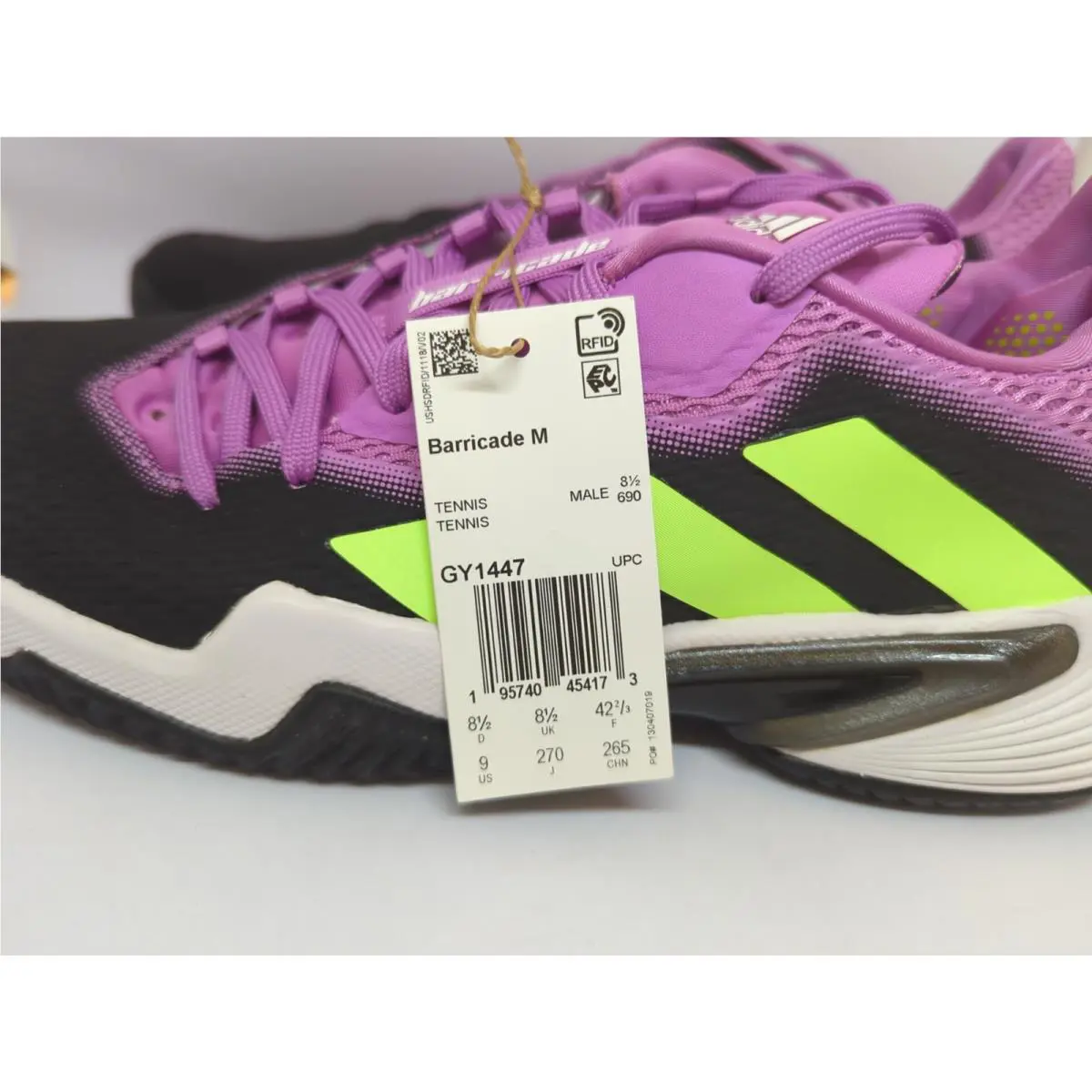 Adidas shoes - adidas Barricade - Barricade - GY1446 - Carbon/Signal Green/Pulse Lilac (UPC: 195740454173) 8