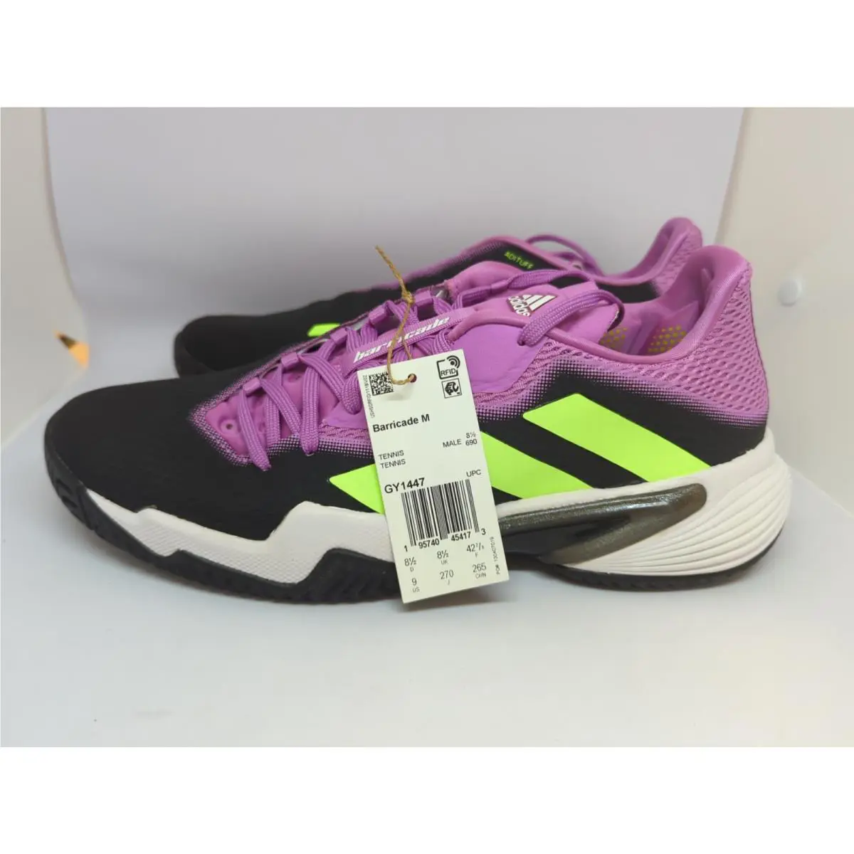 Adidas shoes - adidas Barricade - Barricade - GY1446 - Carbon/Signal Green/Pulse Lilac (UPC: 195740454173) 7
