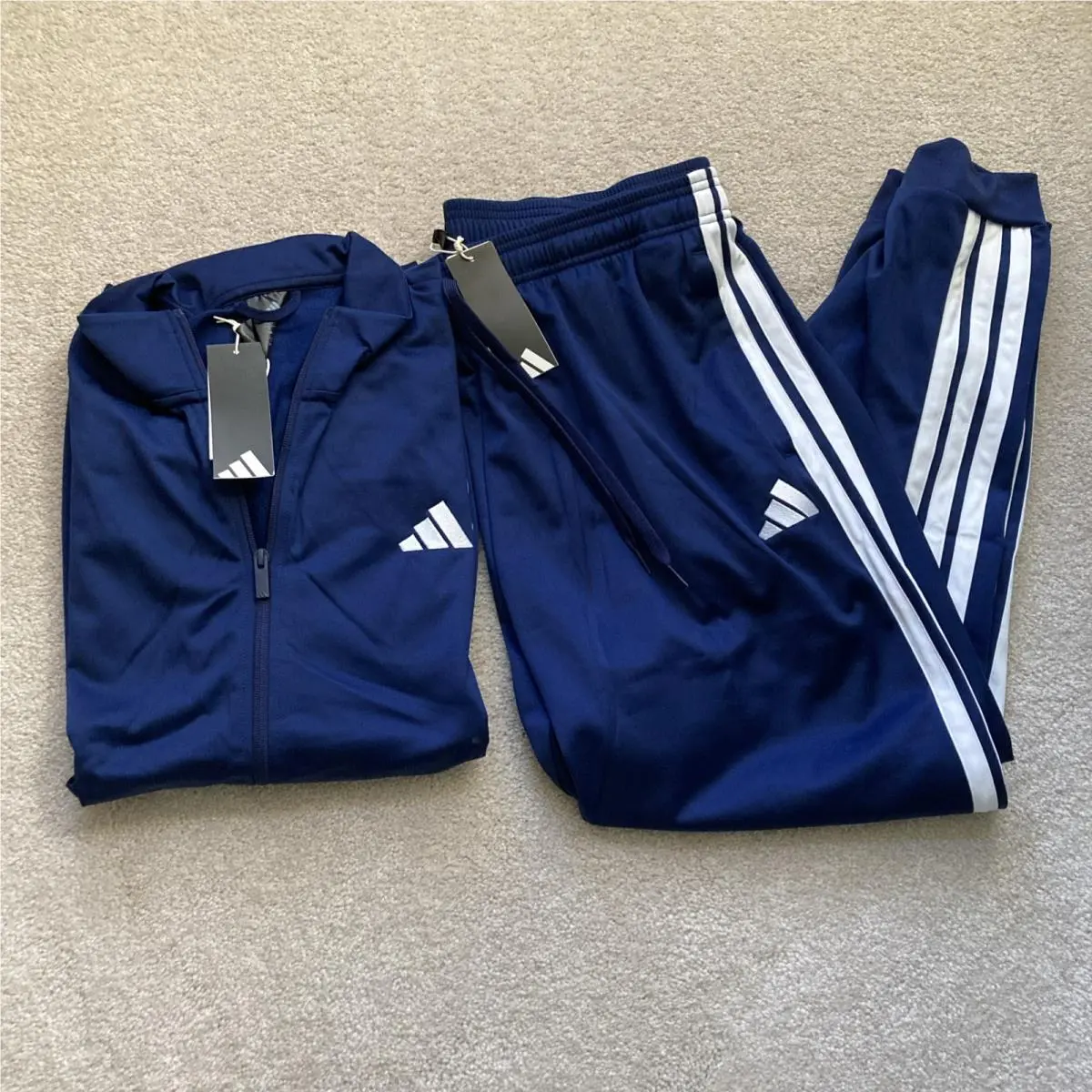 Adidas Men`s Dark Blue Tracksuit Jacket Pant Xxl 2XL Full Suit