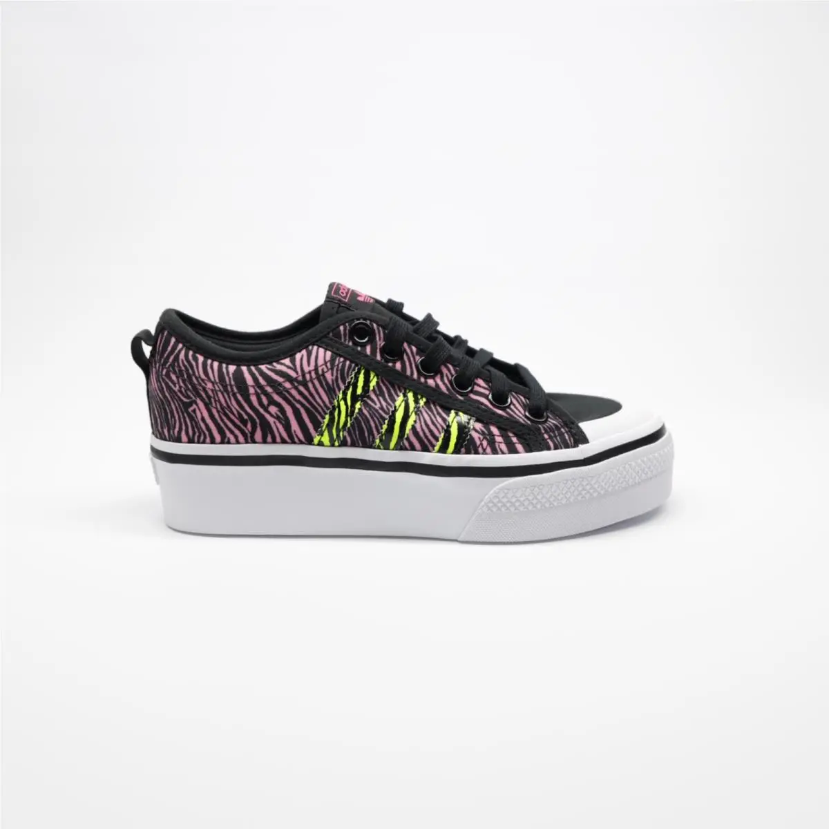 Adidas Originals Women`s Nizza Platform Sneakers Zebra Print Black Pink Size 8