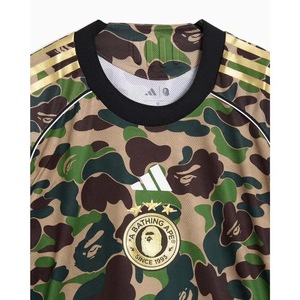 Bape X Adidas Originals Football Graphic Slim Jersey T-shirt Camo Gold Men Small