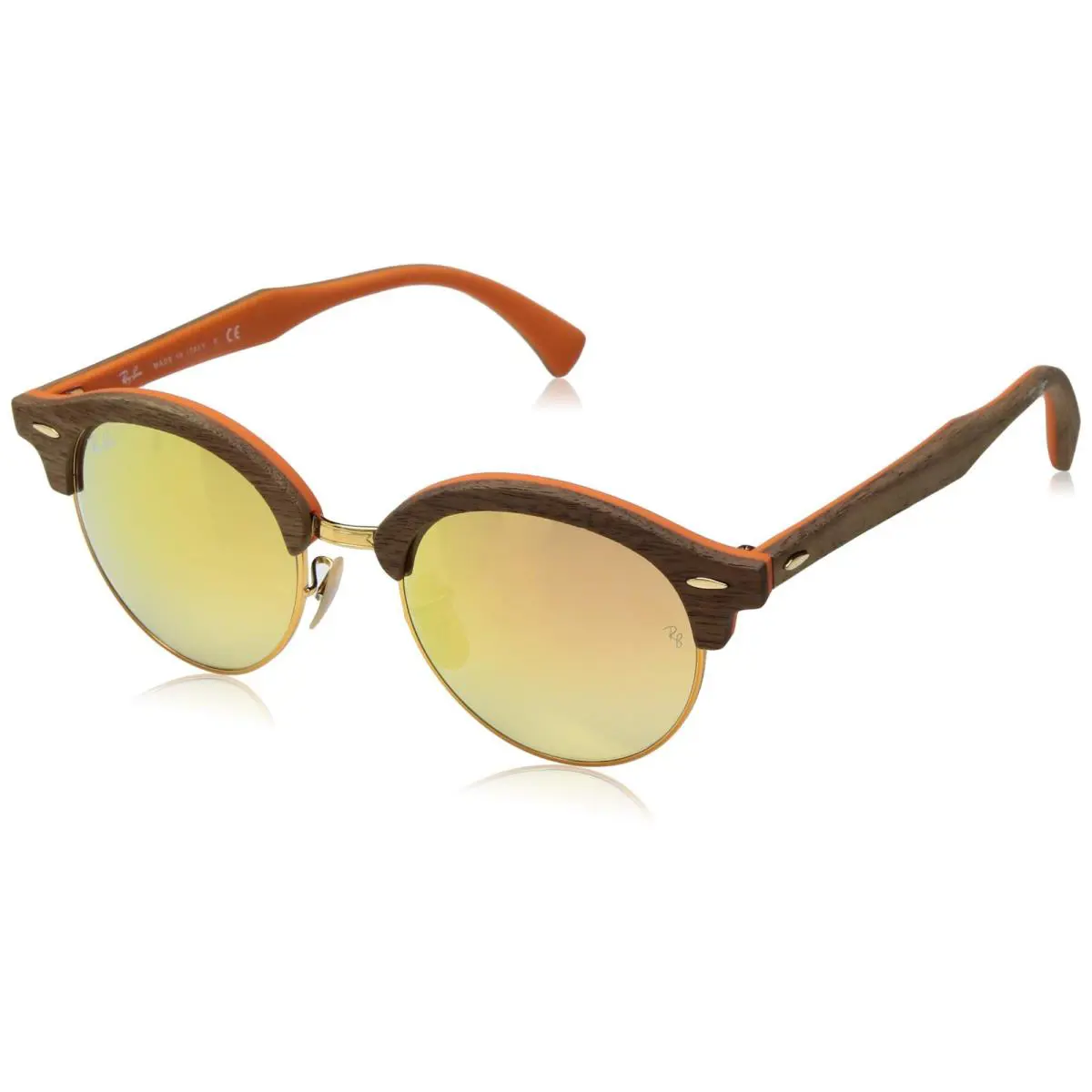 Ray-ban Clubround Wood 0RB4246M Gradient Brown/mirror Pink One Size 51-19-145