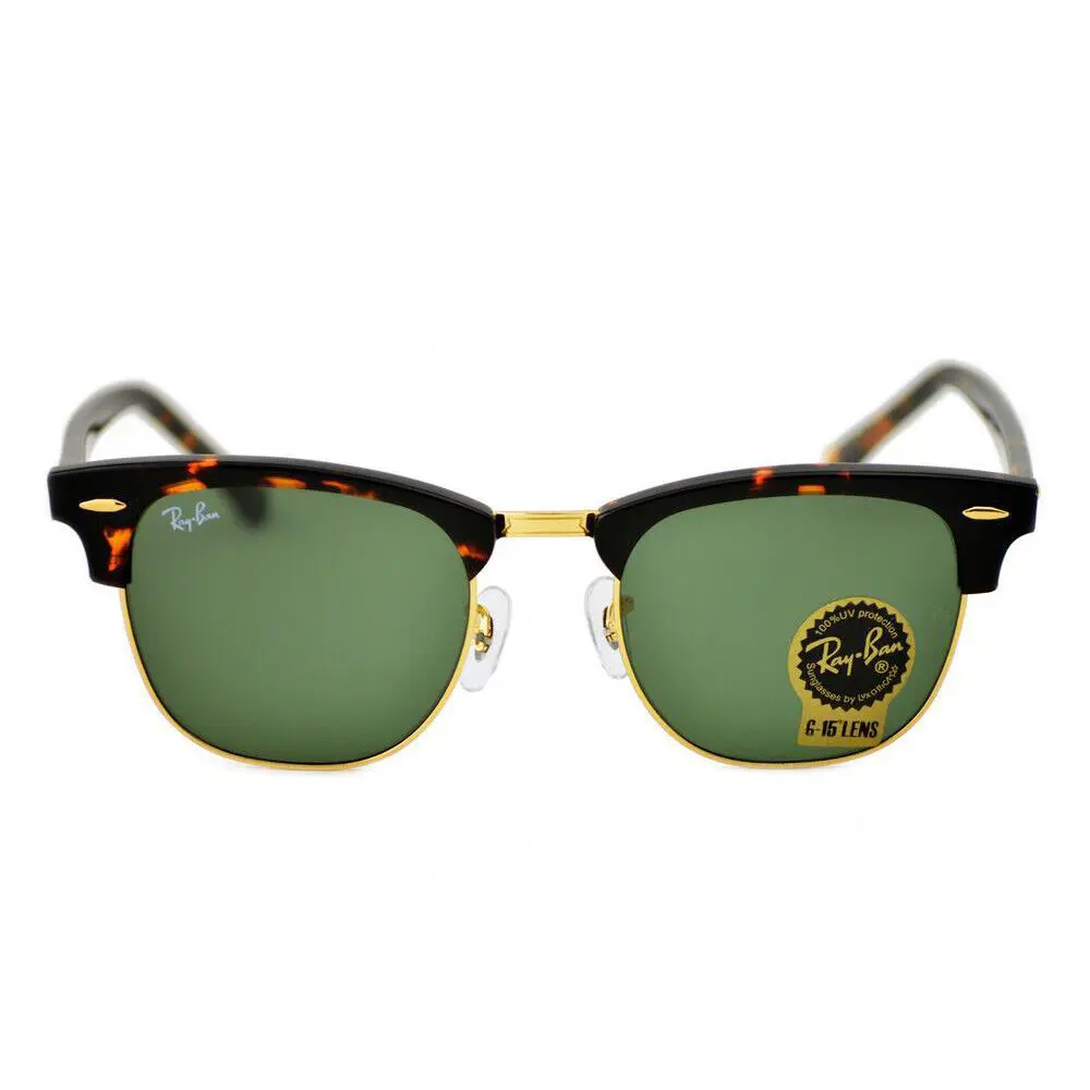 Ray-ban Sunglasses RB3016 Clubmaster Classic Tortoise Frame Green Lenses 51mm