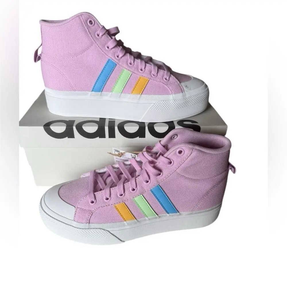 Adidas Sneakers Size 8.5 Women`s Bravada 2.0 Purple Platform Hi Top Shoes