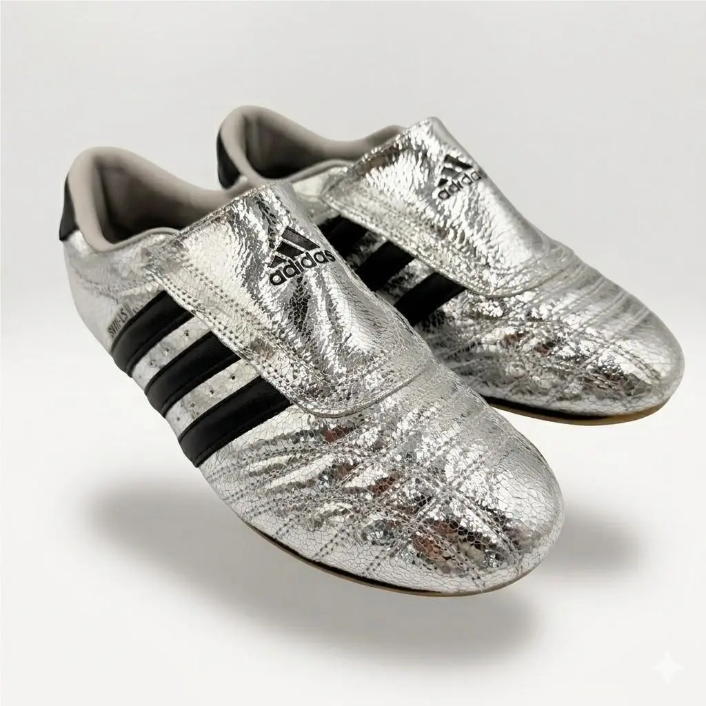 Adidas Taekwondo Sneakers Womens 7.5 Silver Metallic Slip On JH9664