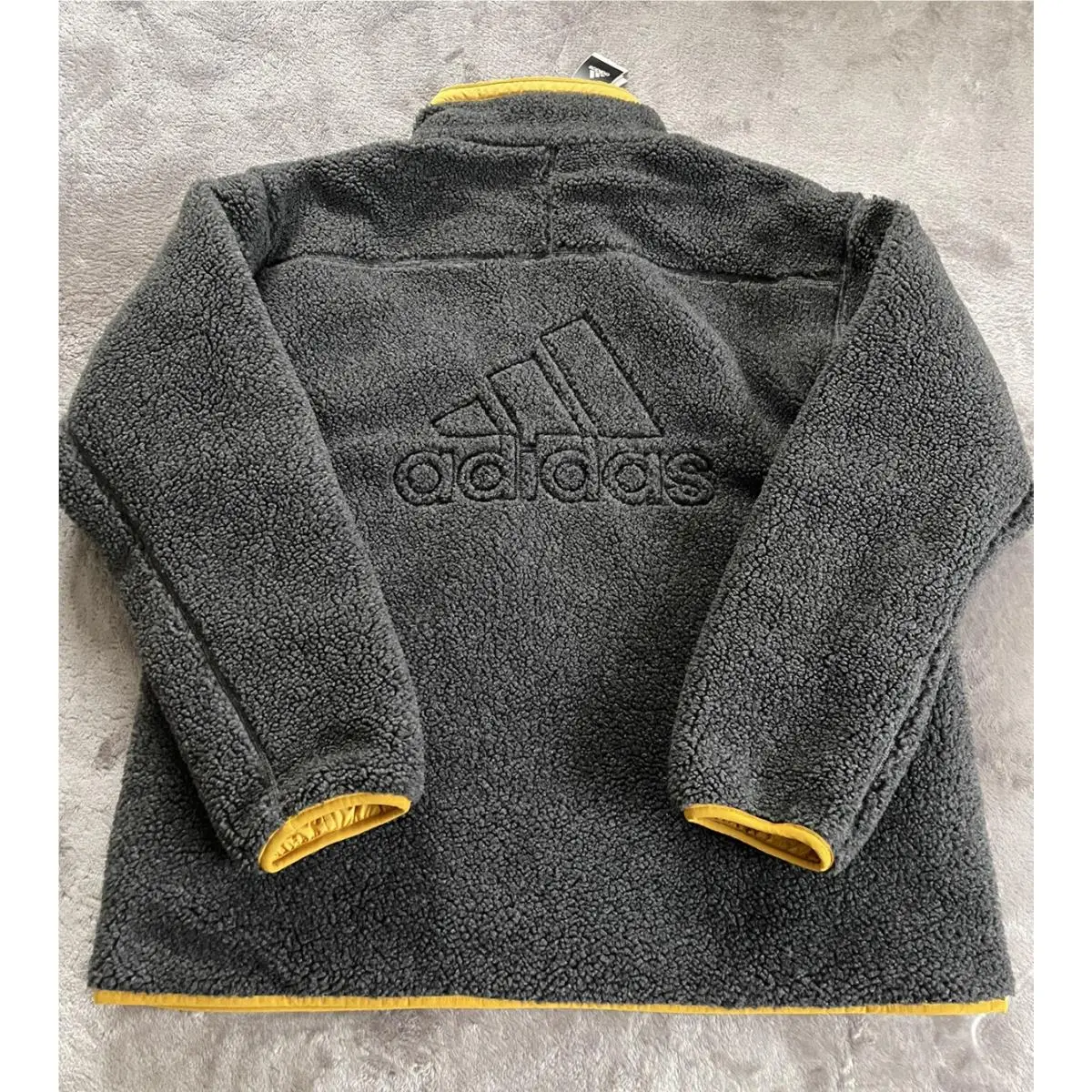 Adidas clothing - 2020 Men Sherpa Reversible Athletic Track Top Casual Jersey - GF0053 - Dark-gray, Yellow (UPC: 0191980091758) 4