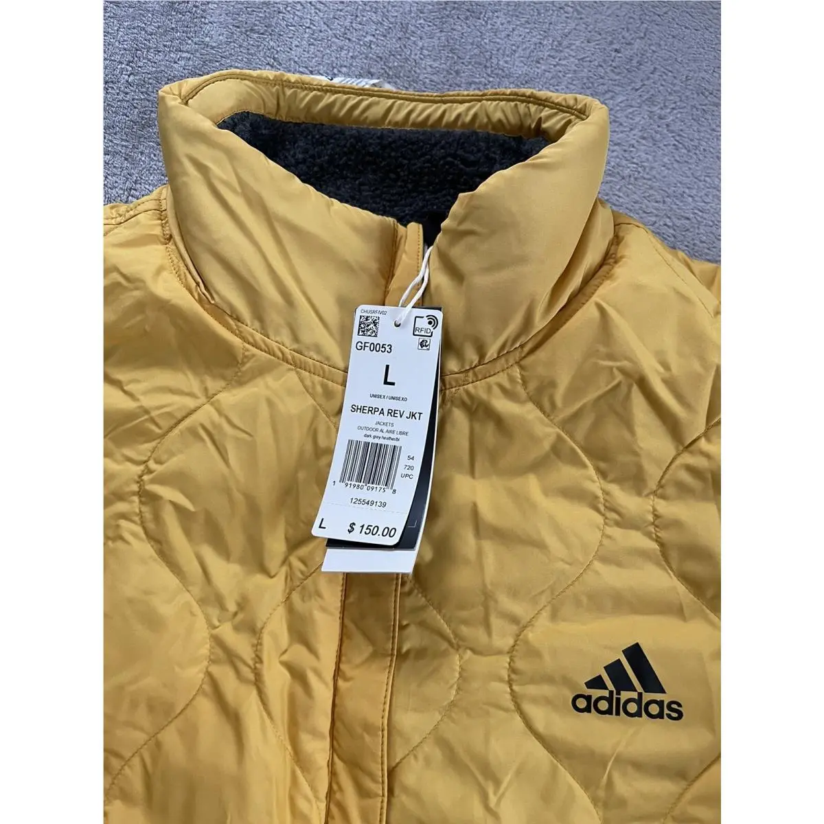 Adidas clothing - 2020 Men Sherpa Reversible Athletic Track Top Casual Jersey - GF0053 - Dark-gray, Yellow (UPC: 0191980091758) 8