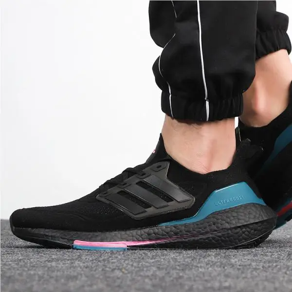 Adidas Ultraboost 21 Running Sneaker Trainer Men Shoes Black/blue/ Size 10.5