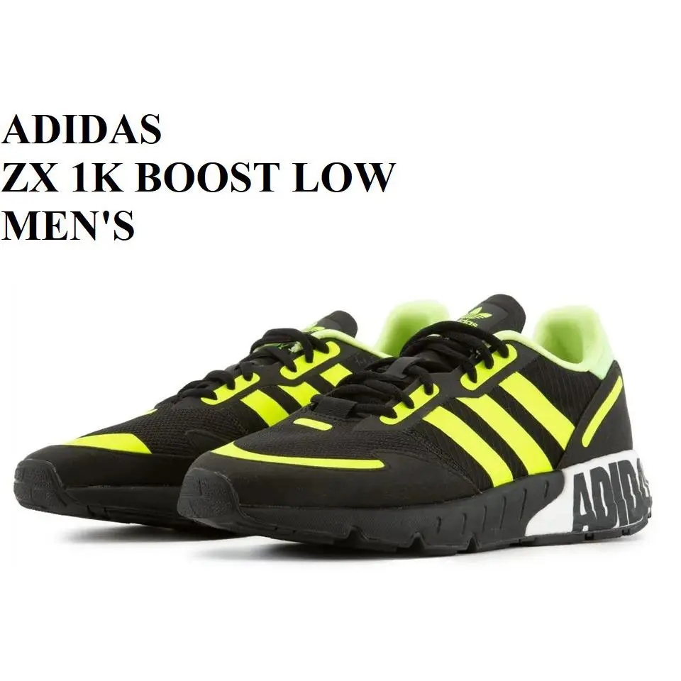 Adidas ZX 1K Boost Sneakers Low-lace Sport Men Shoes Black/yellow Size 9.5