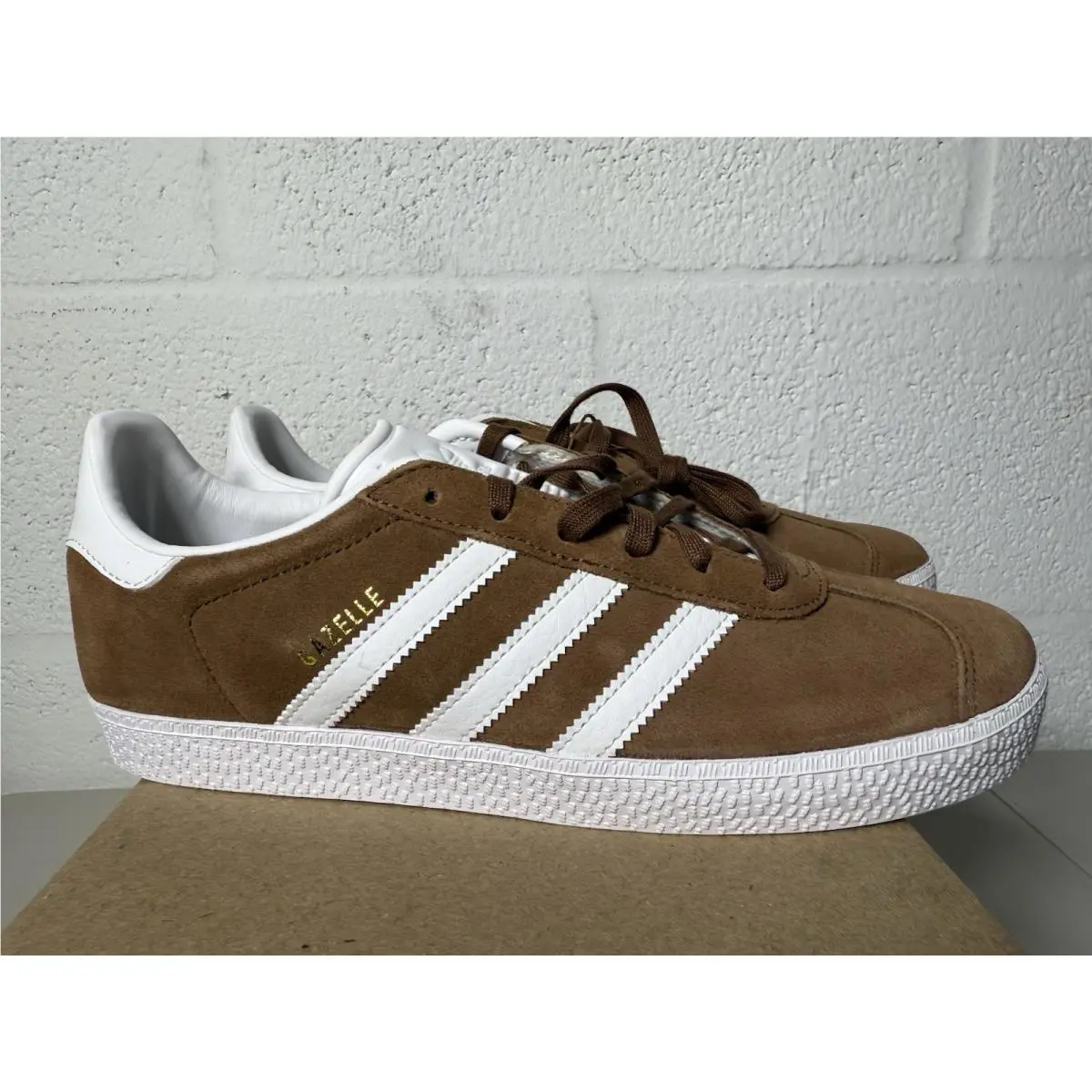 Adidas Gazelle Big Kids` Shoes Preloved Brown/cloud White IF9802 Gradeschool 6.5