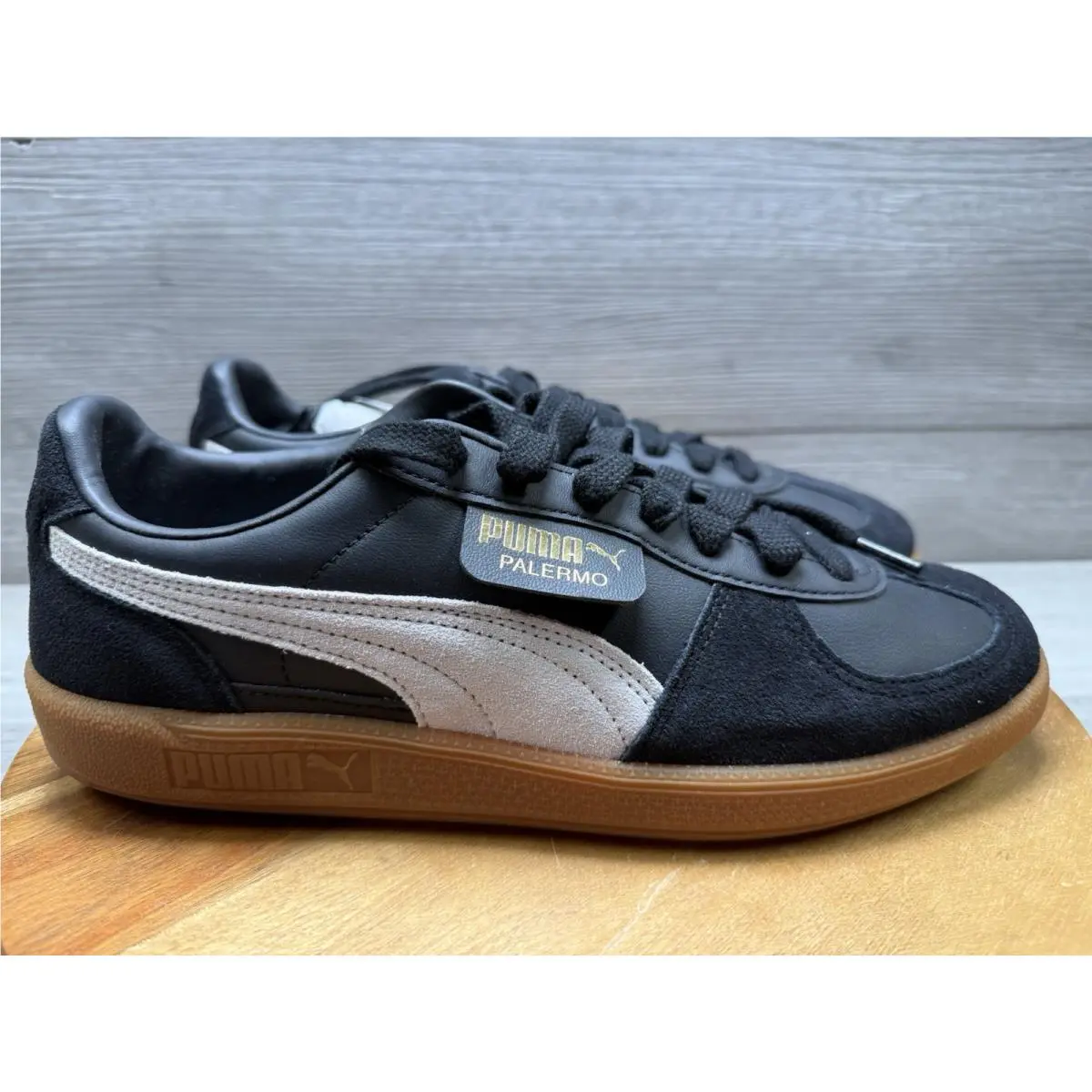 Puma Men`s Size 10 US Palermo Black-feather-gray-gum 39646403 Shoes