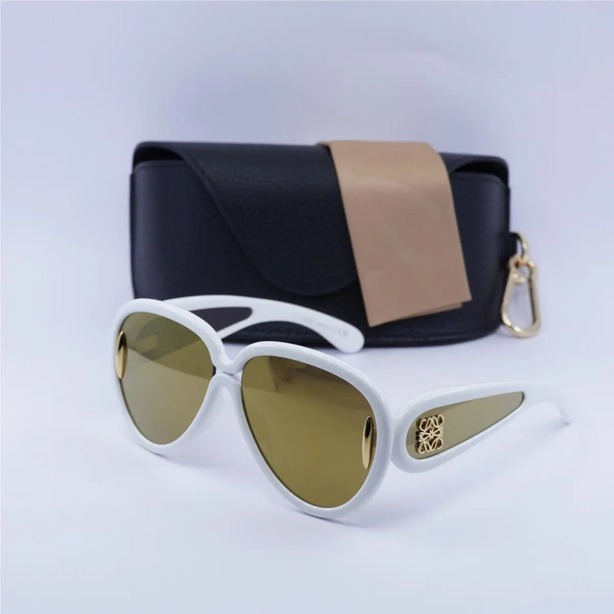 Loewe LW40132I 25G Shiny Ivory White/brown Gold Mirror 65-14-145 Sunglasses
