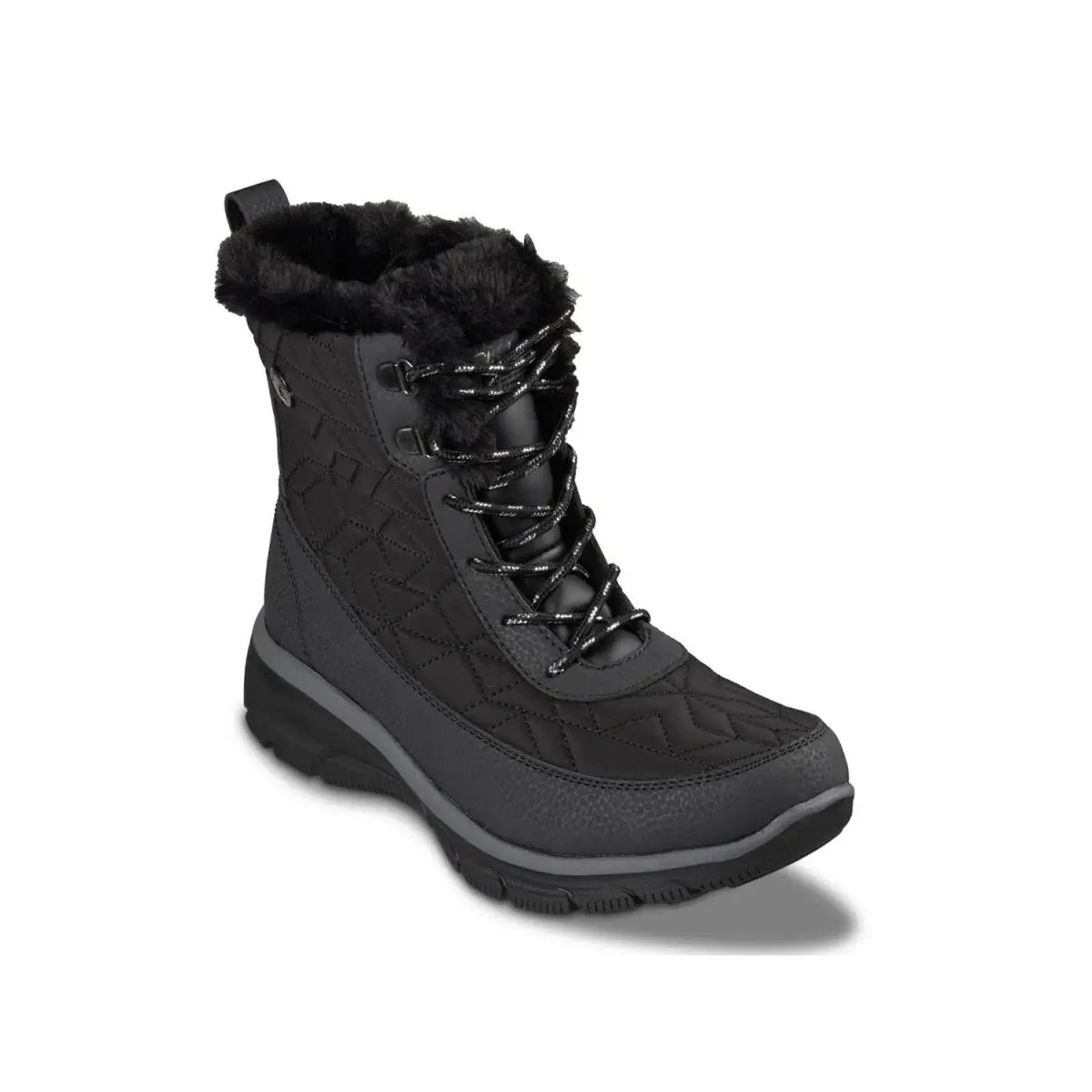 Woman`s Shoes Skechers Relaxed Fit Easy Going Frostine Waterproof Snow Boot - Black