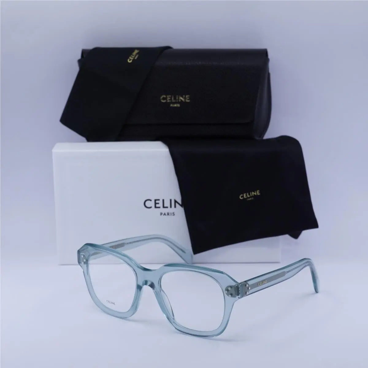 CL50124I 093 Shiny Transparent Lime 52mm Eyeglasses by Celine