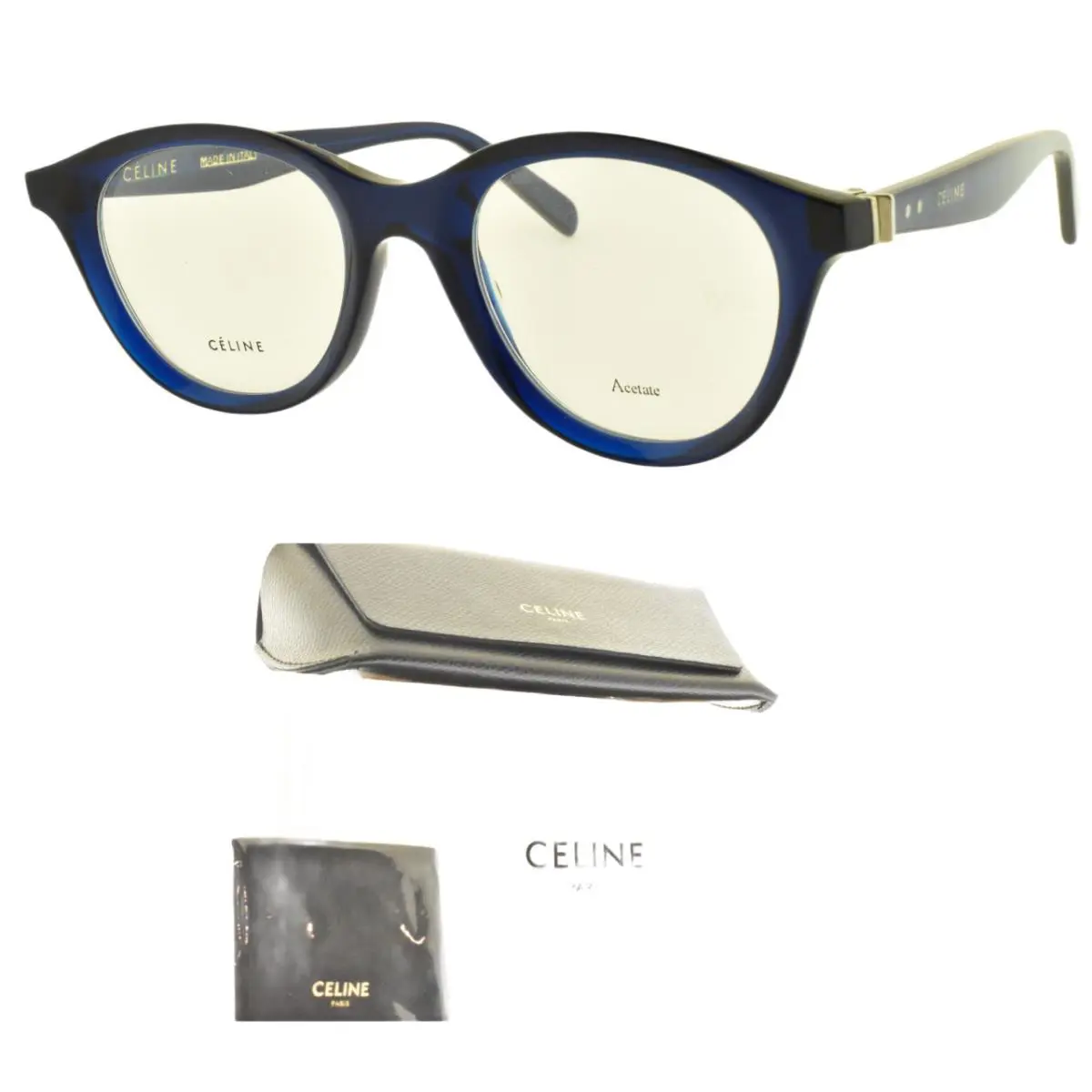 Celine CL 41464 Pjp 46-21-145 Blue Oval Full Rim Womens Optical Frame