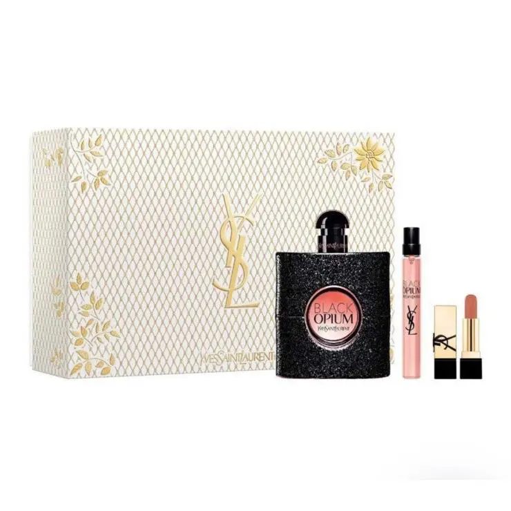 Yves Saint Laurent Ysl Black Opium 3pc Gift Set with 3oz+0.33oz Edp + 0.4oz Lipstick
