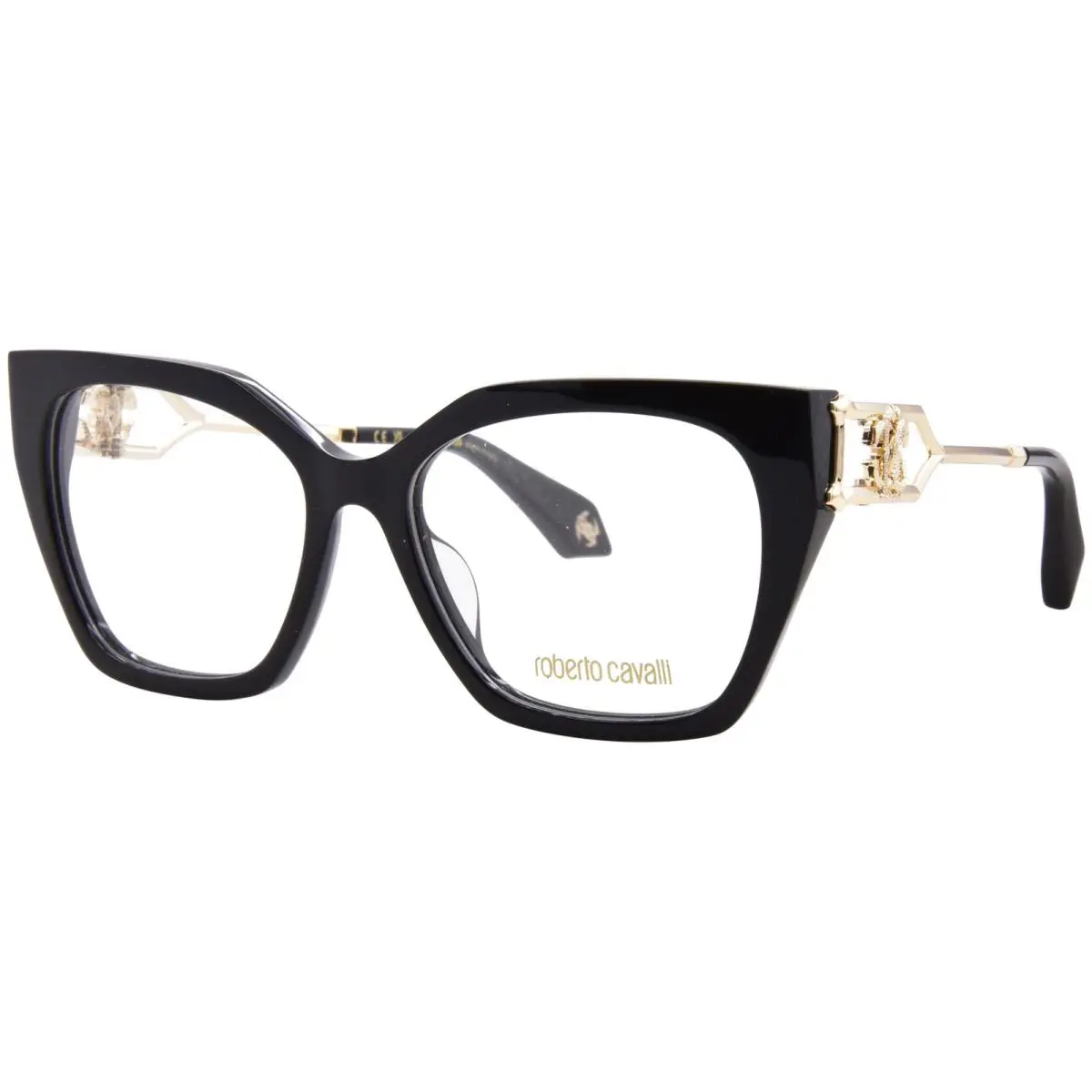 Roberto Cavalli VRC120 0700 Eyeglasses Women`s Shiny Black Full Rim Cat Eye 55mm