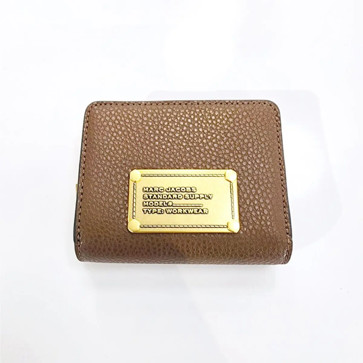Latest  Logo Plaque Compact Wallet Pebbled Leather Croc Embossed Cognac by Marc Jacobs