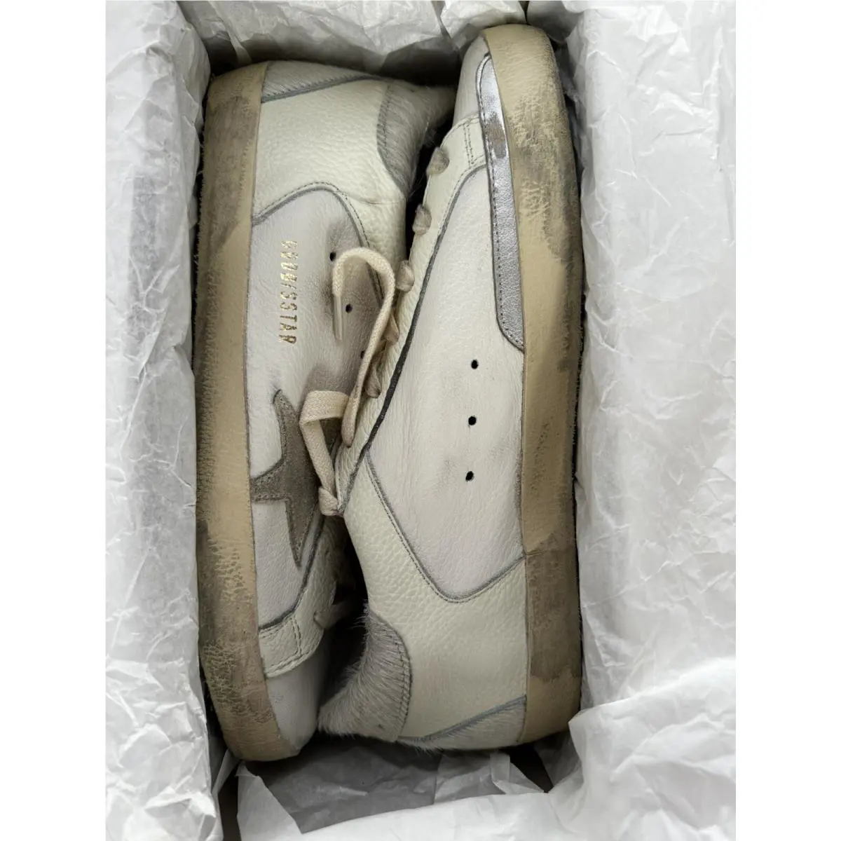 Golden Goose shoes - Golden Goose Super-Star - GWF00104F00320511110FS - White Cream Silver (UPC: 8050235365735) 7