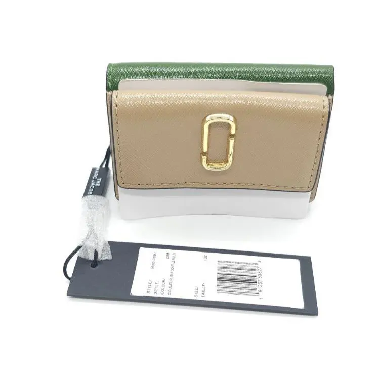 Marc Jacobs J Logo Leather Trifold Mini Wallet Sandcastle Multi MK025021