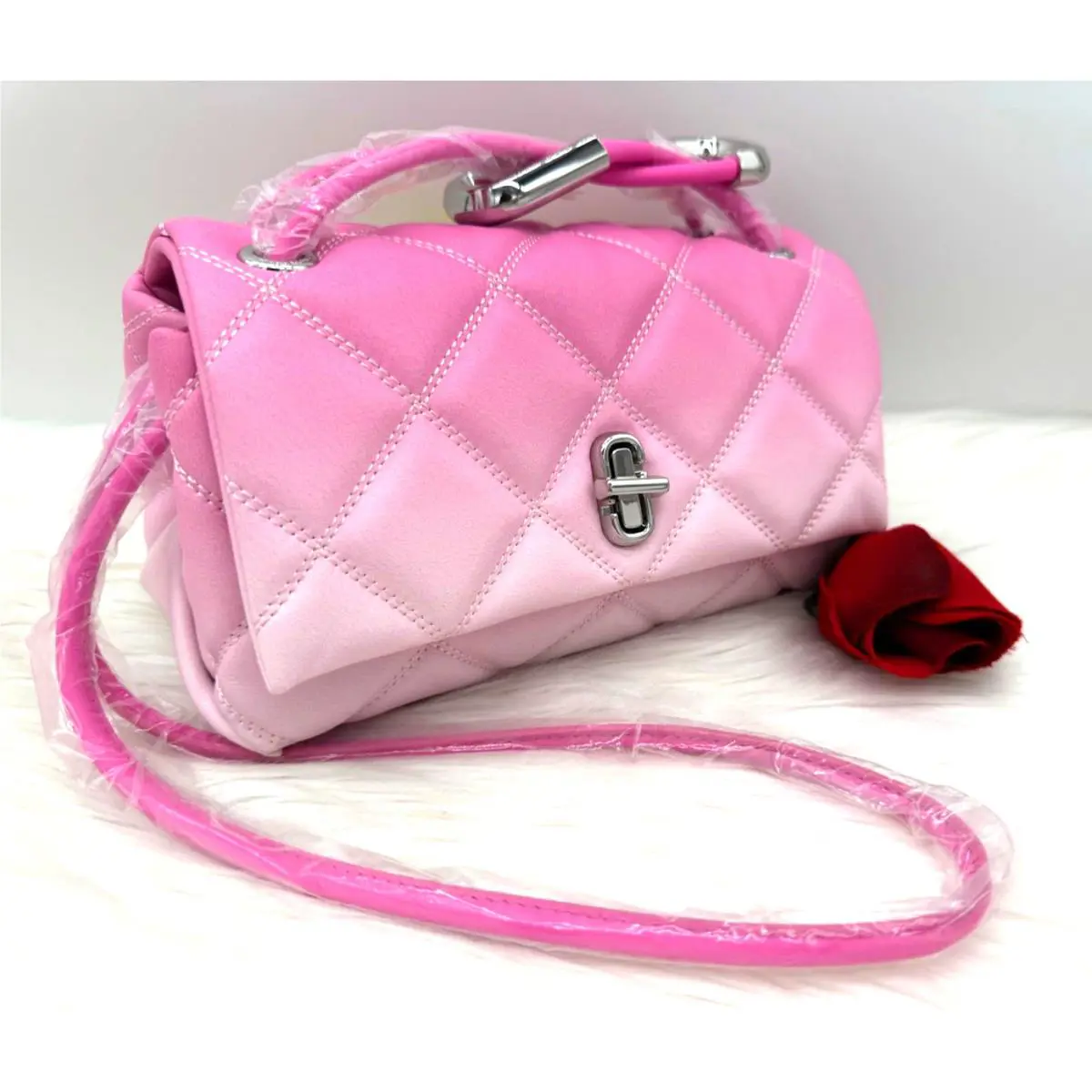Marc Jacobs The Quilted Ombre Mini Dual Leather Shoulder Bag-pink Bow
