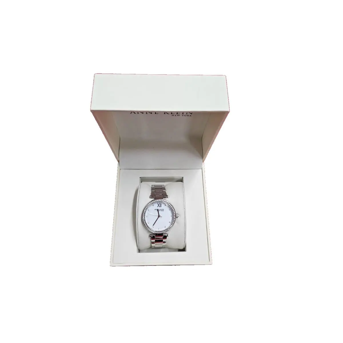 Anne Klein - York Collection Gemmed Women`s Quartz Watch - 12/2353MPSV - Dial: White, Band: Silver