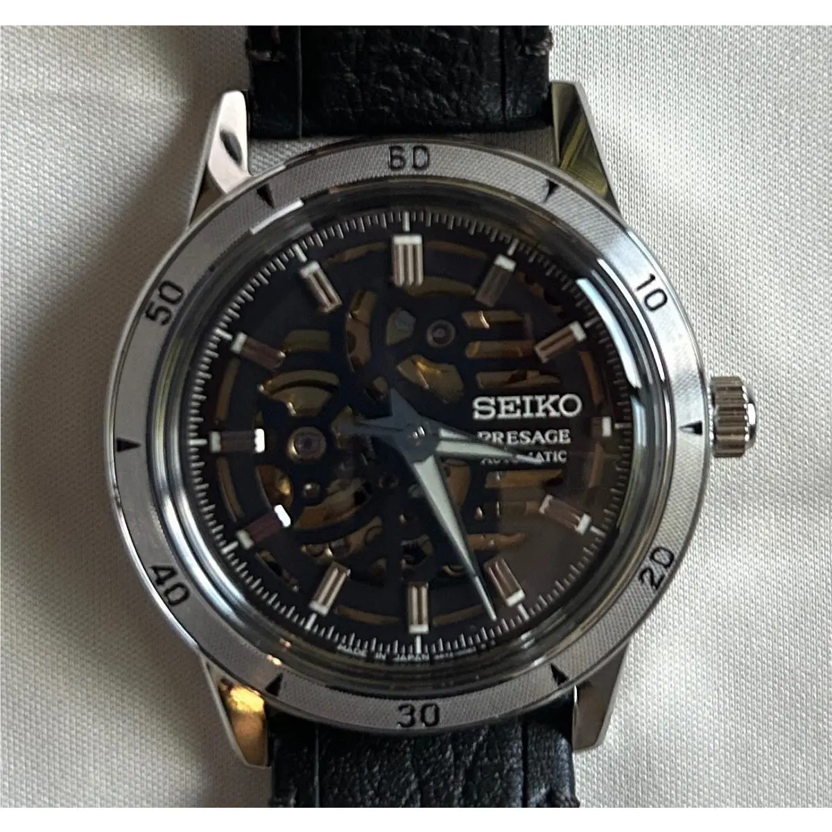 Seiko Presage SARY257 60 s Style Skeleton Jdm Model Full Kit On Leather