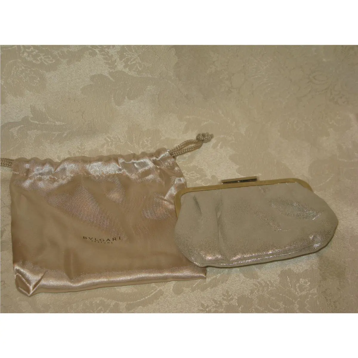 Bvlgari Gold/beige Cosmetic Pouch. New. Authentic