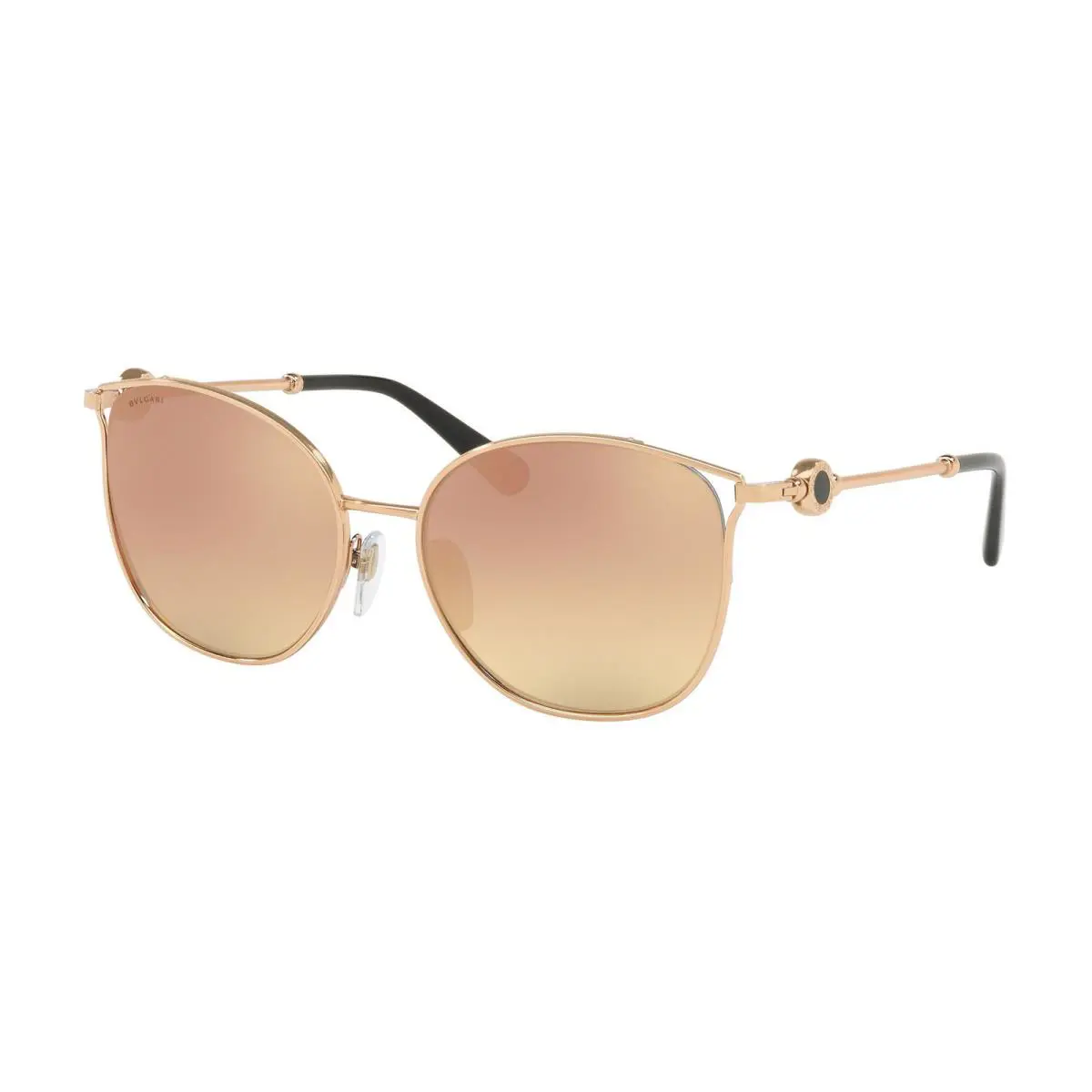 Bvlgari Sunglasses Pink Gold W/ Grey Mirror Rose Gold 55-17-140