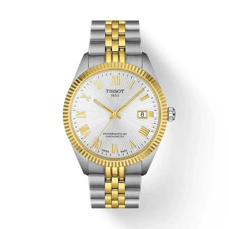 Tissot Ballade 39mm White Dial Two Toned Watch T1564082203300 - Dial: White, Band: Gold, Silver